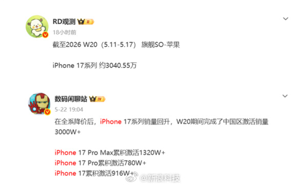 iPhone17系列中国销量破3000万台 前两年我强行把iPhone当主力机使