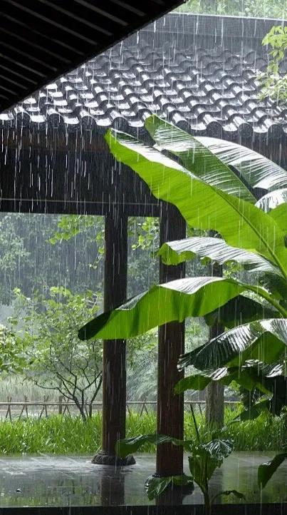 上联：廊檐春雨滴蕉声；
下联：？？？