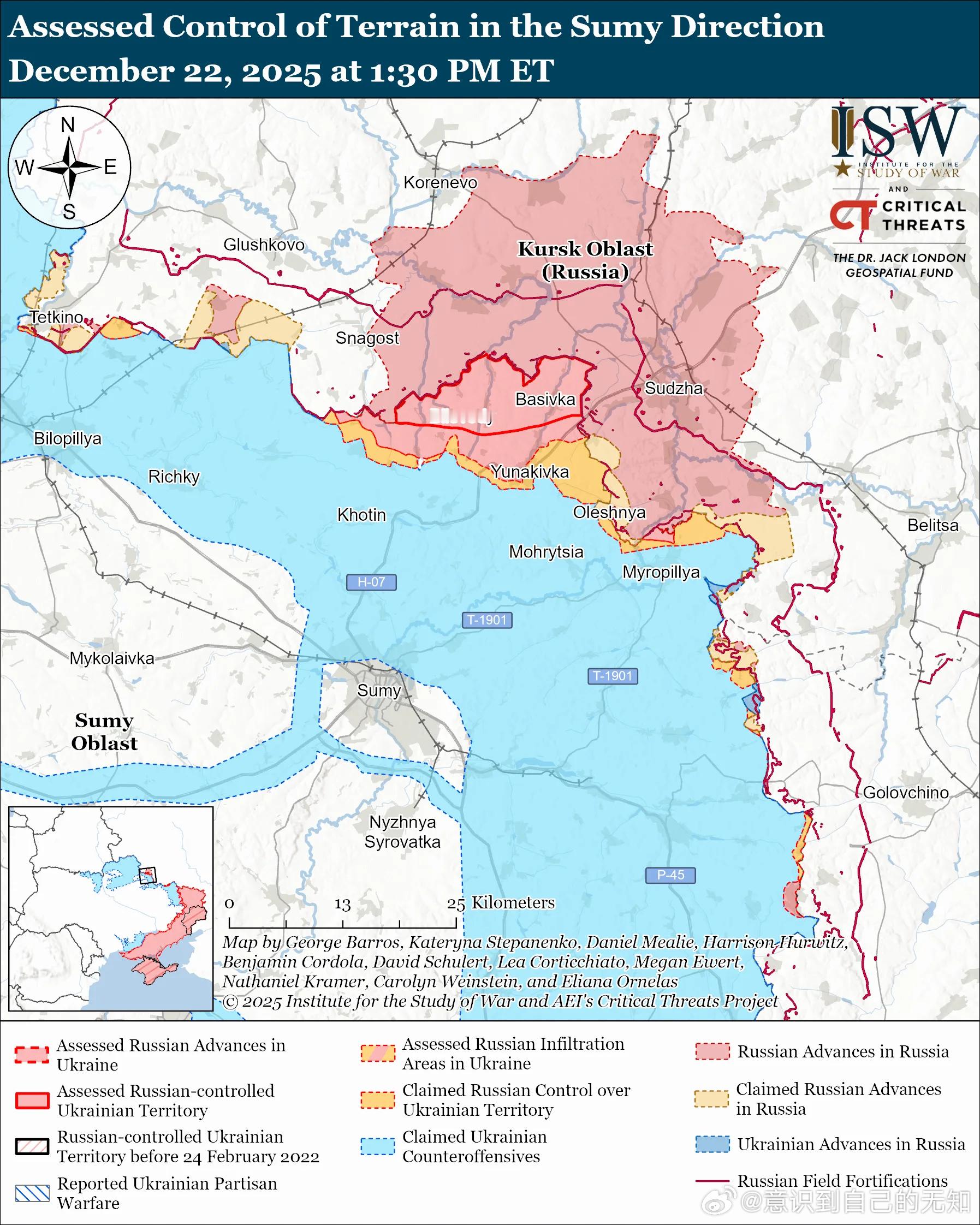 北方轴心俄罗斯的目标：在乌克兰北部沿国际边界建立可防御的缓冲区。12月21日和2