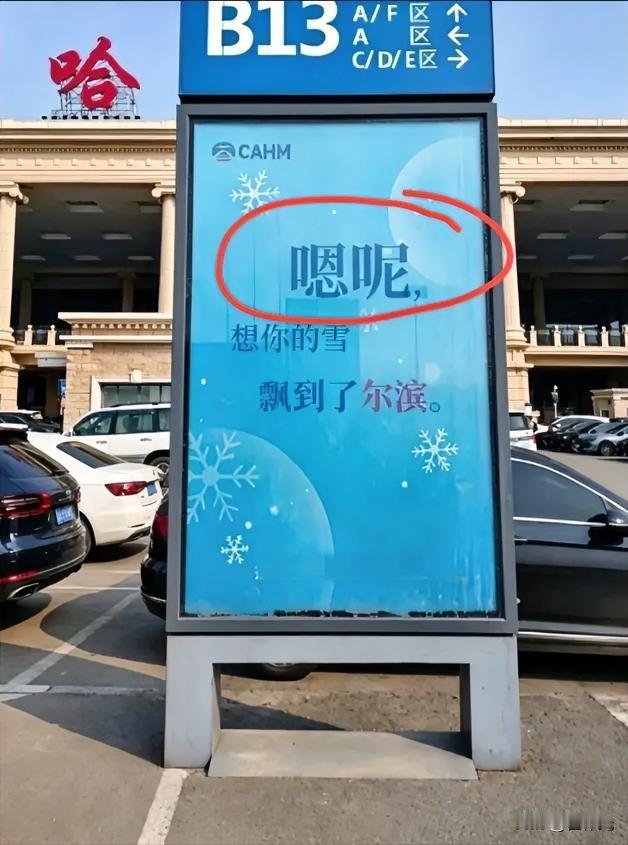“嗯哪”这个词竟然出现在了哈尔滨机场了？机场可是展示哈尔滨的形象窗口。

有眼尖