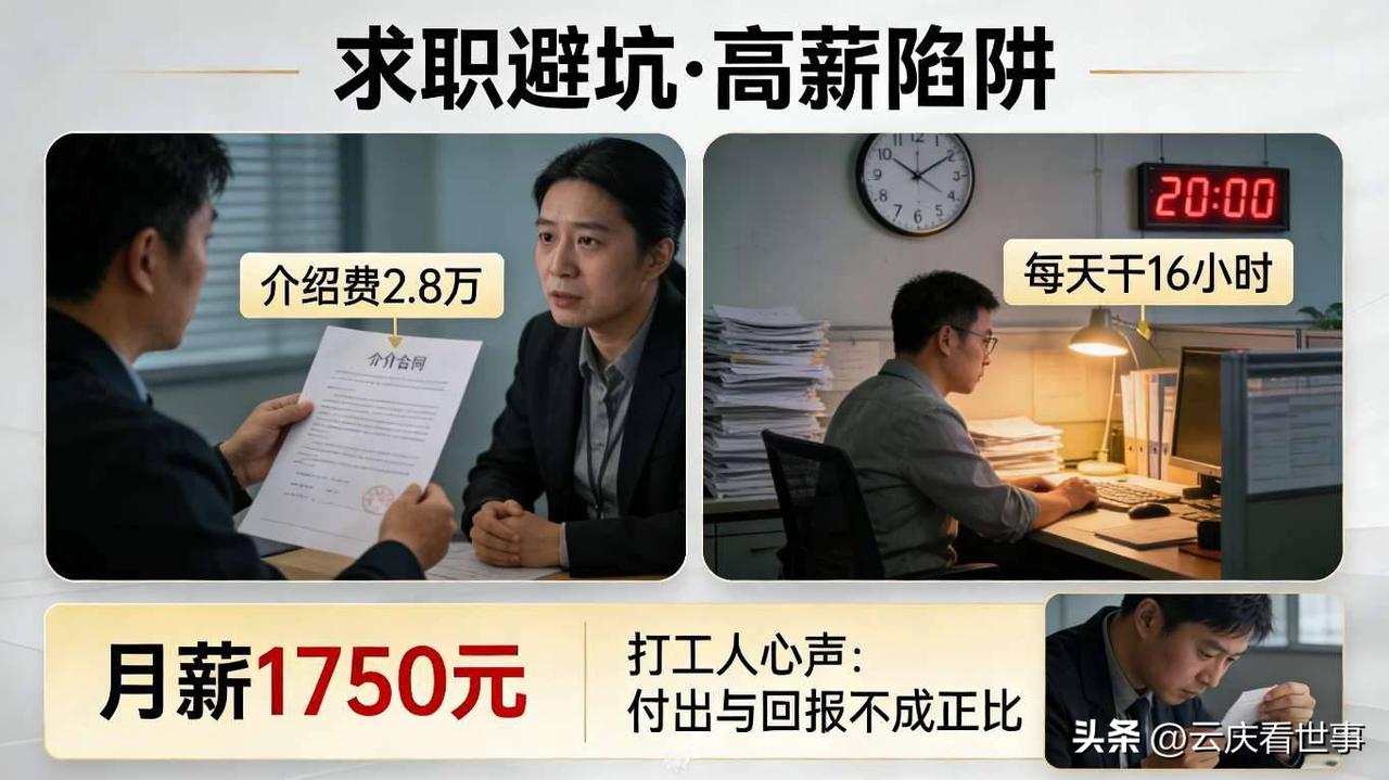 2.8万介绍费换月薪1750，每天干16小时，这工作谁愿意干？

最近看到有人花
