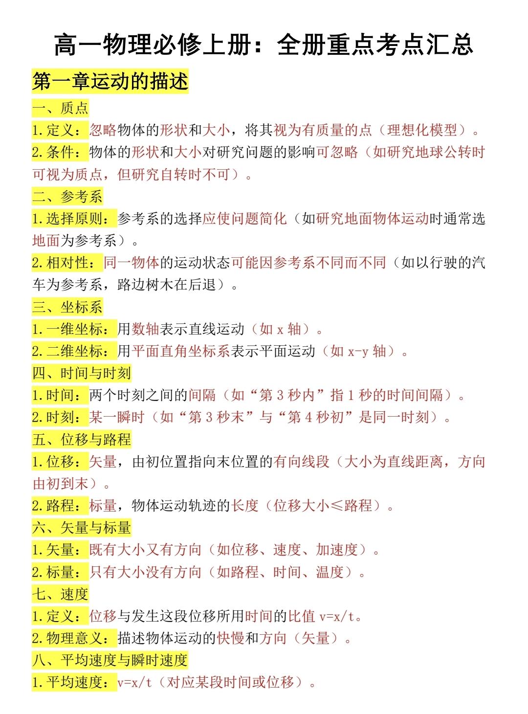 终于有人把高一物理必修一重要知识点讲清楚了
