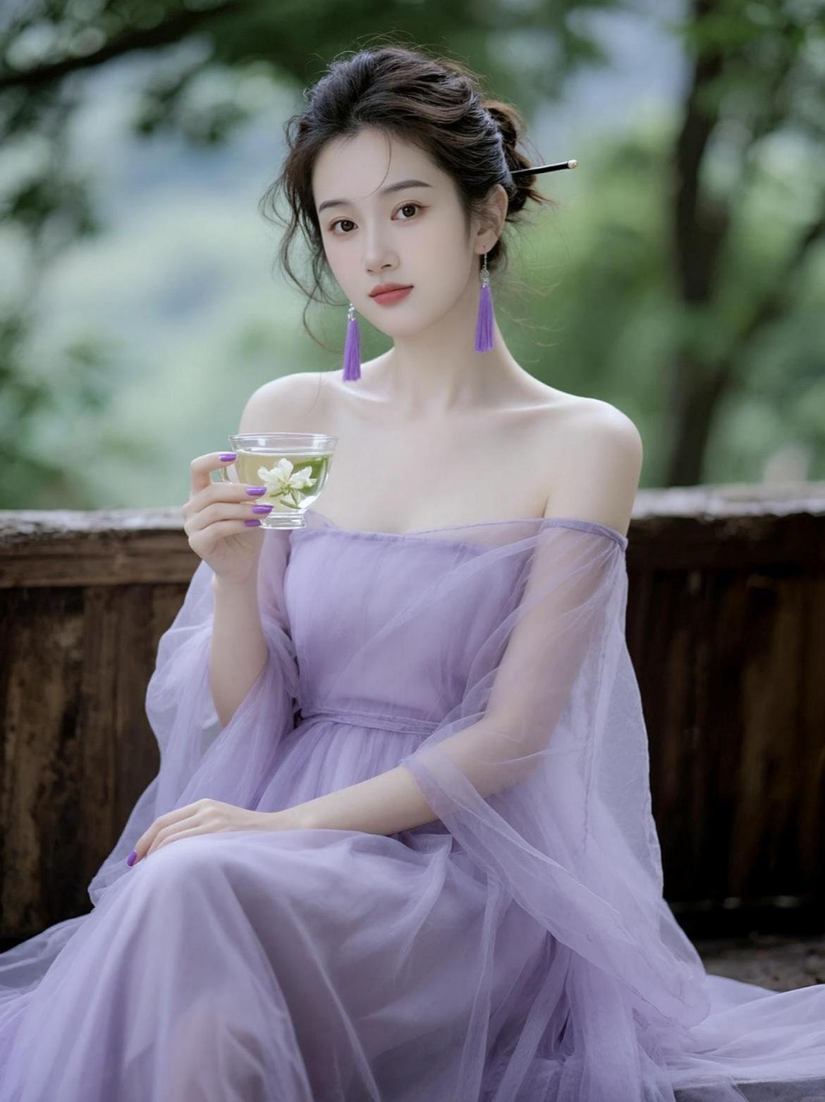 太好看了吧，也想看看你们穿紫色裙子的样子AI淡紫仙逸写真 抖音ai创作 抖音玩法