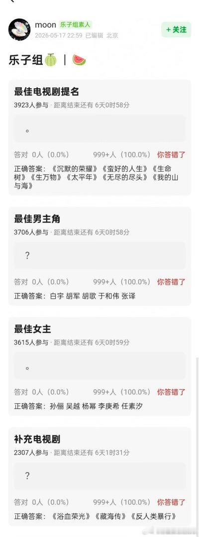 曝白玉兰入围名单曝白玉兰最新版提名 男主提名？？？？ 