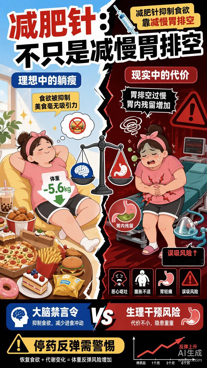 减肥针能让人“不饿”，核心逻辑不只是让胃排空变慢，更是直接给大脑的食欲中枢发了禁