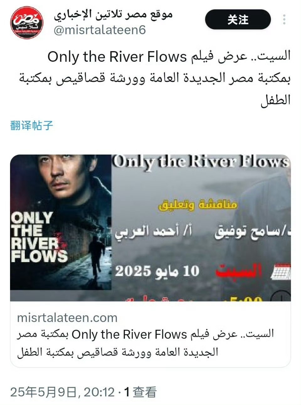 电影《河边的错误》埃及新公共图书馆放映，埃及观众在观看电影和映后积极交流，电影无