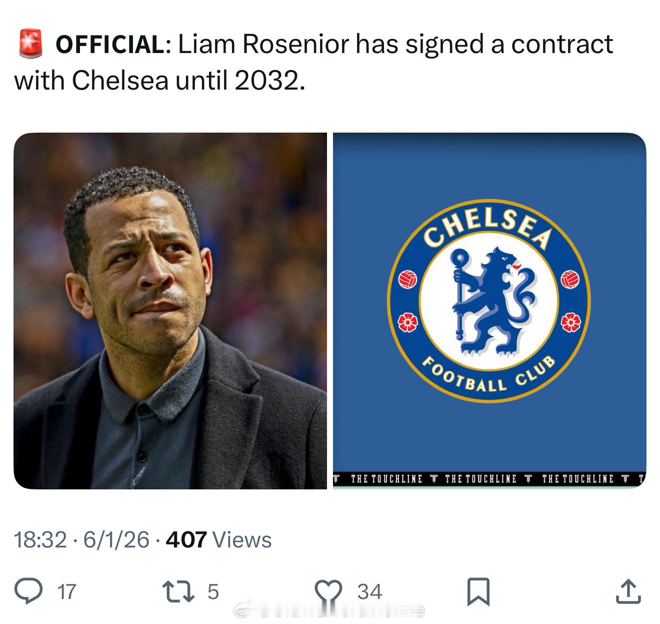 牛 切尔西新主帅签这么久？信任度这么高啊😧 确实长得像孟菲斯德佩 