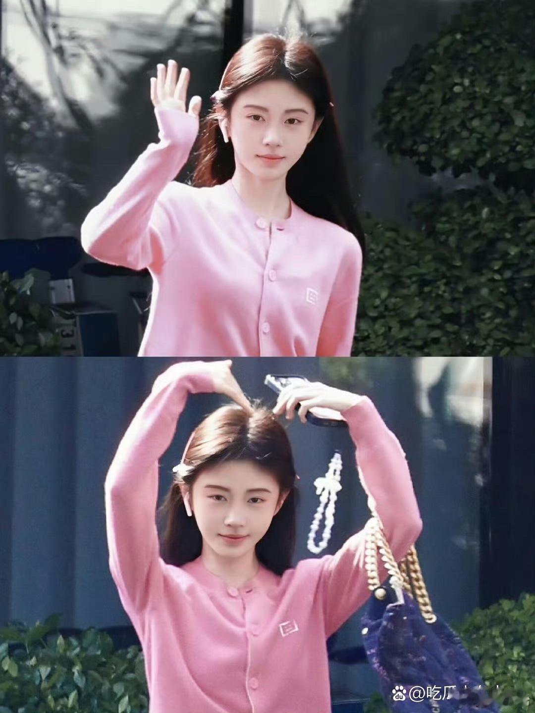 鞠婧祎淡妆显得好没精神，都快认不出来是她了 ​​​