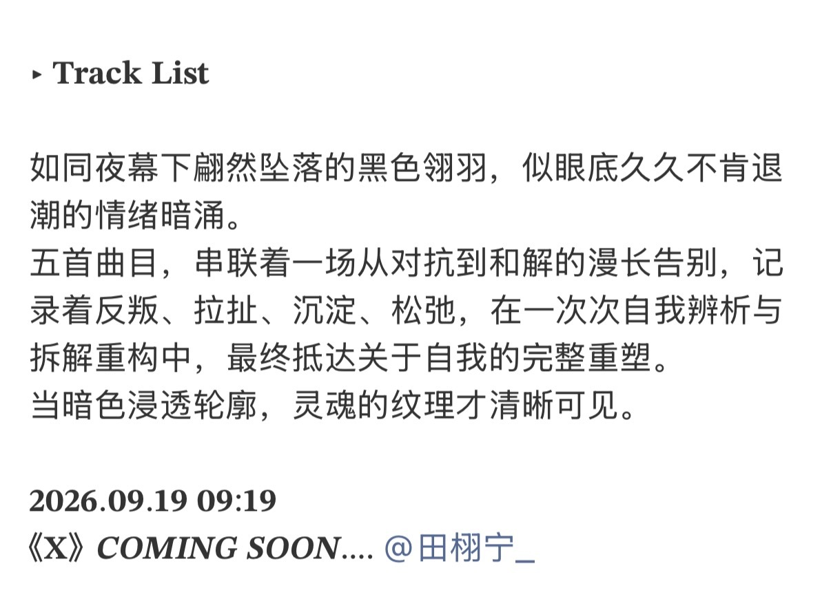 认真品味（揣测）一下我室的文案 官方把这张专的调性定得很清楚：【暗色、谜题、自我
