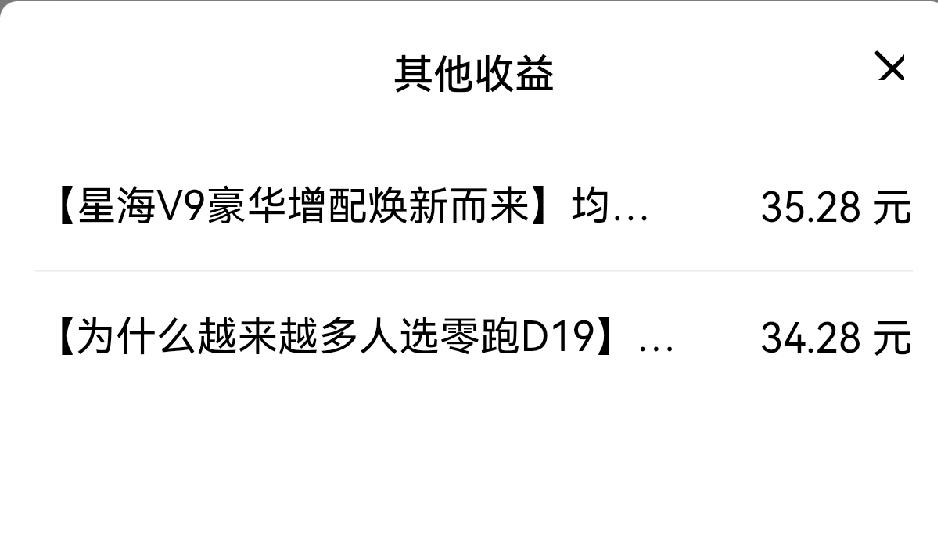 昨天收到了两个征文奖励，分别是：

【星海V9豪华增配焕新而来】均分奖35.28