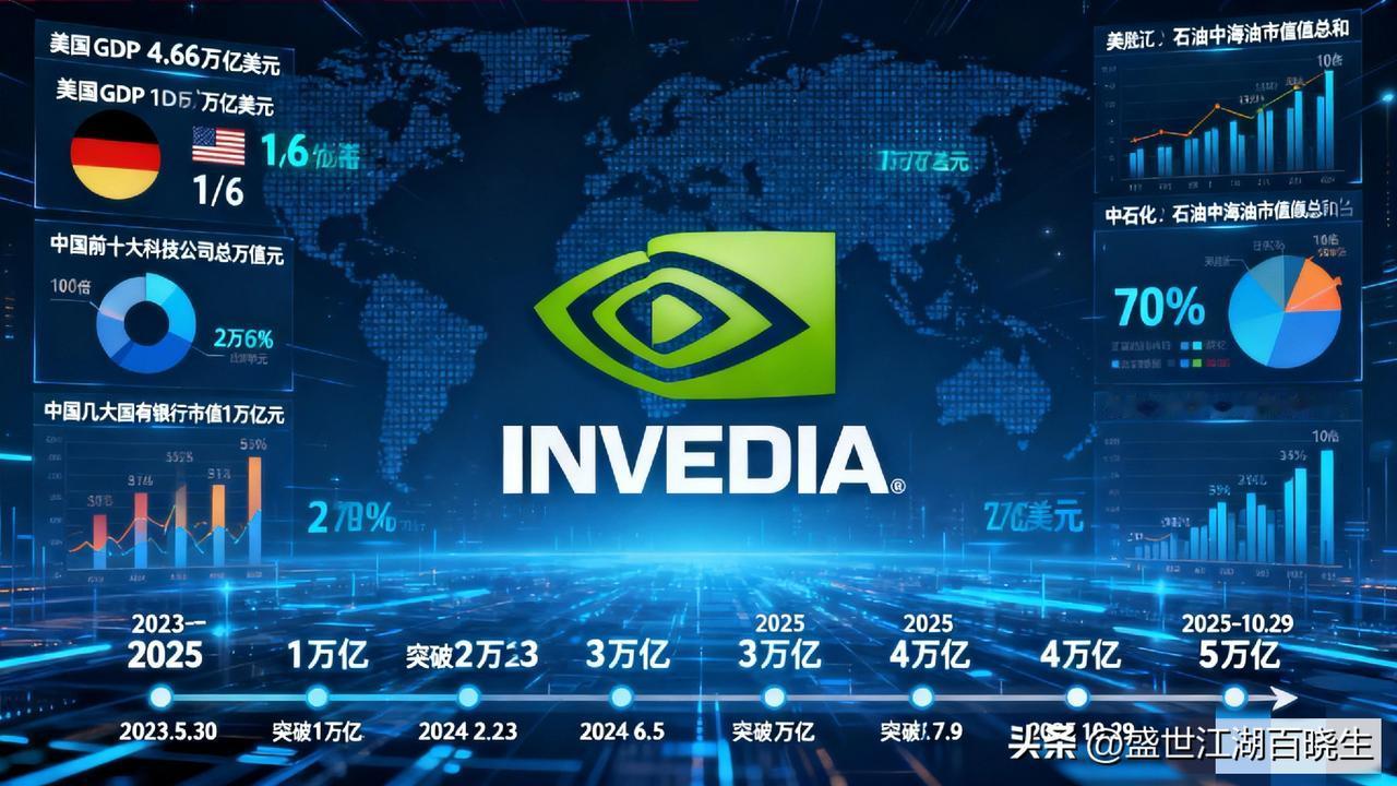 英伟达市值五万亿美元到底是什么概念？可能是头条刷多了对于亿这个单位都不太敏感了。