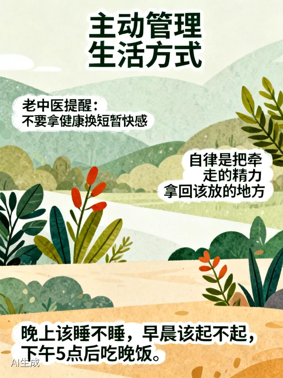 【今日健康点滴】
★主动管理生活方式，让人从消耗里走出来。

★老中医提醒男人，