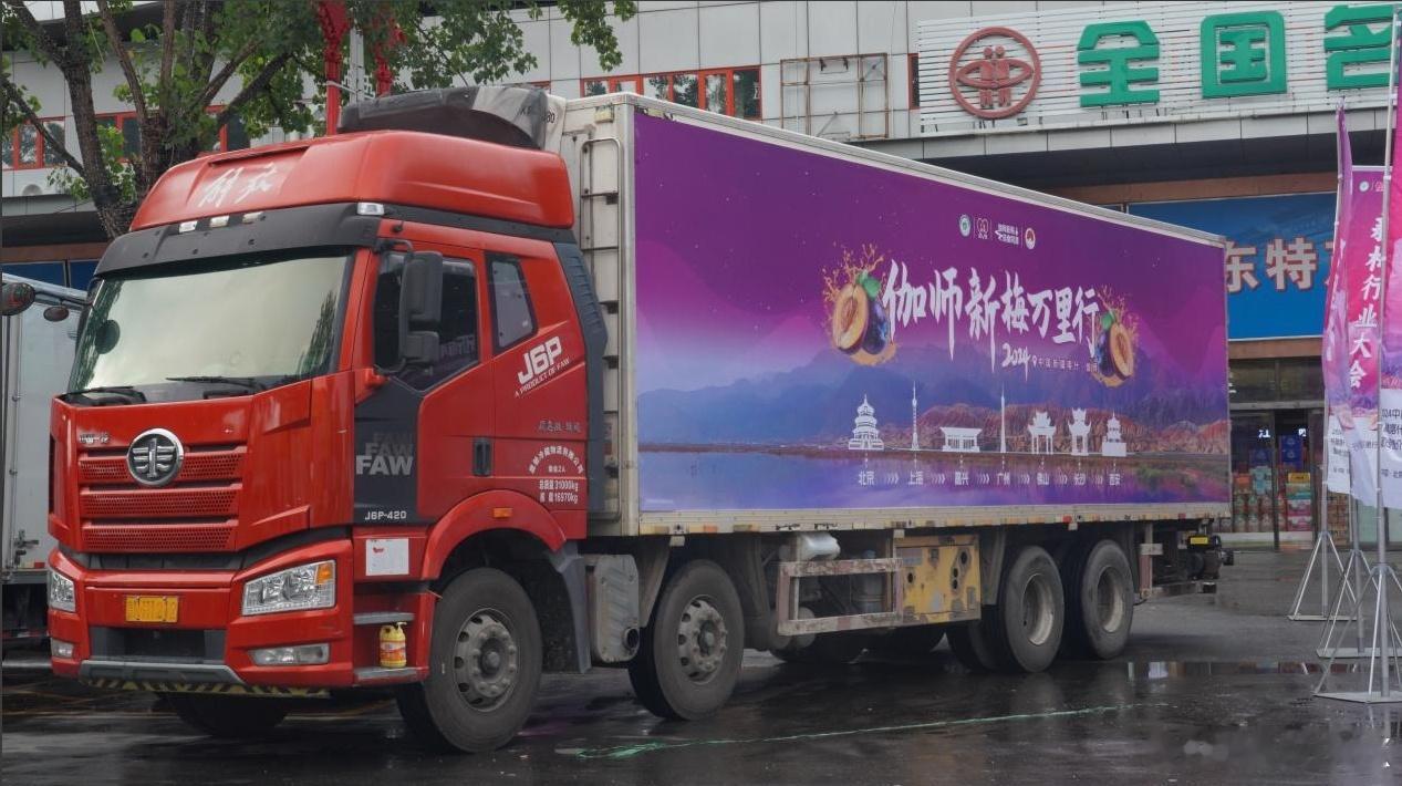 #本草纲目欧洲李今日天山伽师梅#看到冷链车上贴着伽师新梅宣传画，真是有点想家了，