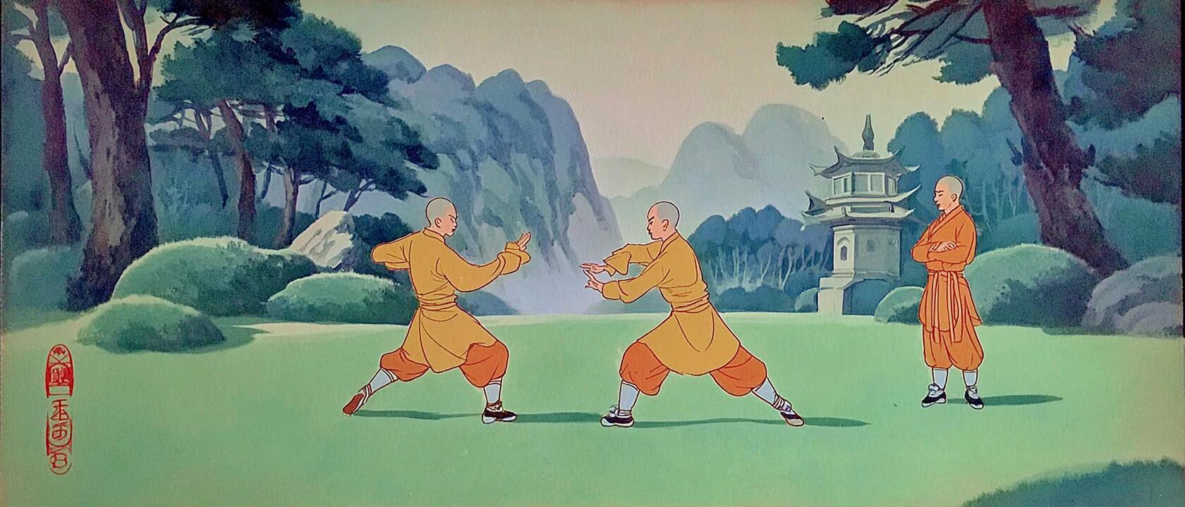 AI生成的上美影风的《少林寺》 