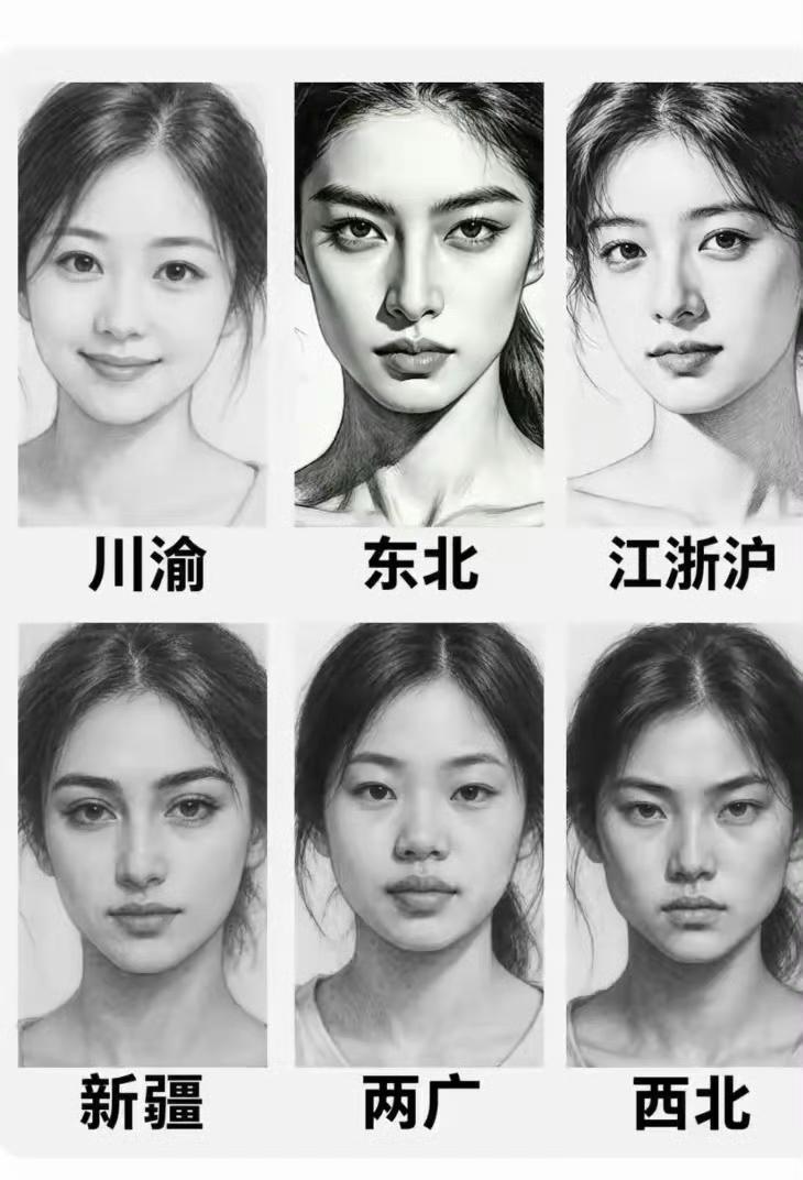 中国主要地区妹纸肖像