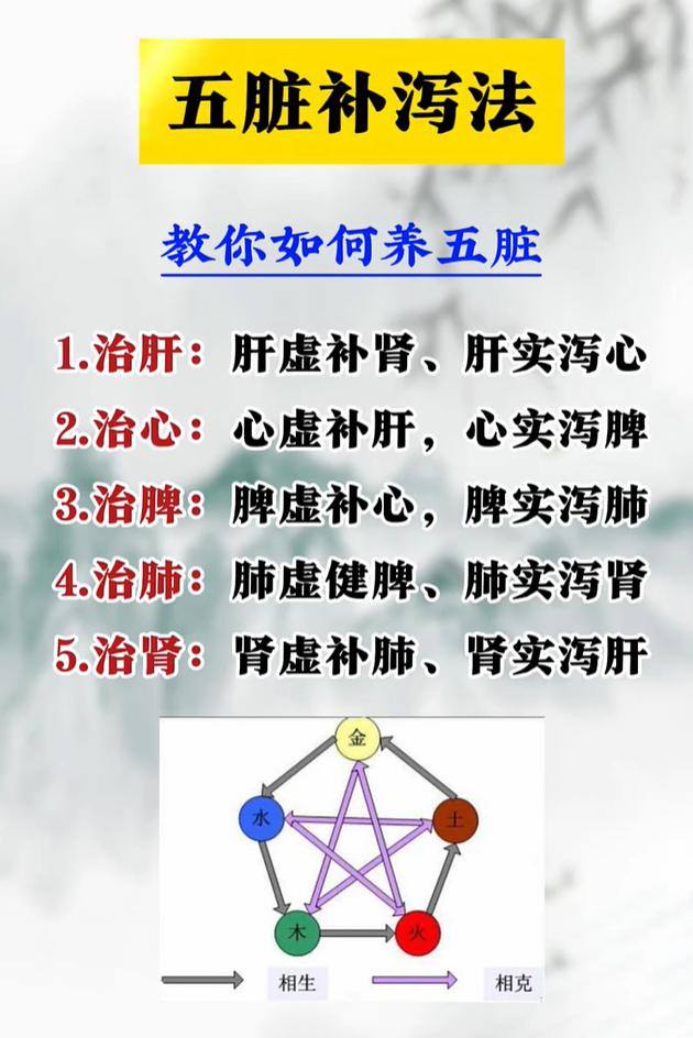 五脏补泻调理法，依据五行相生相克养护