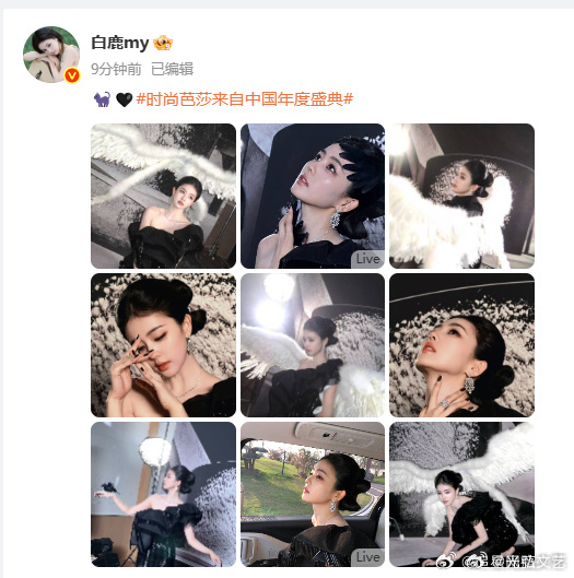 白鹿盘发斜肩高定白鹿既是黑天鹅也是小黑猫  路人粉看到白鹿盘发斜肩高定的路透，直