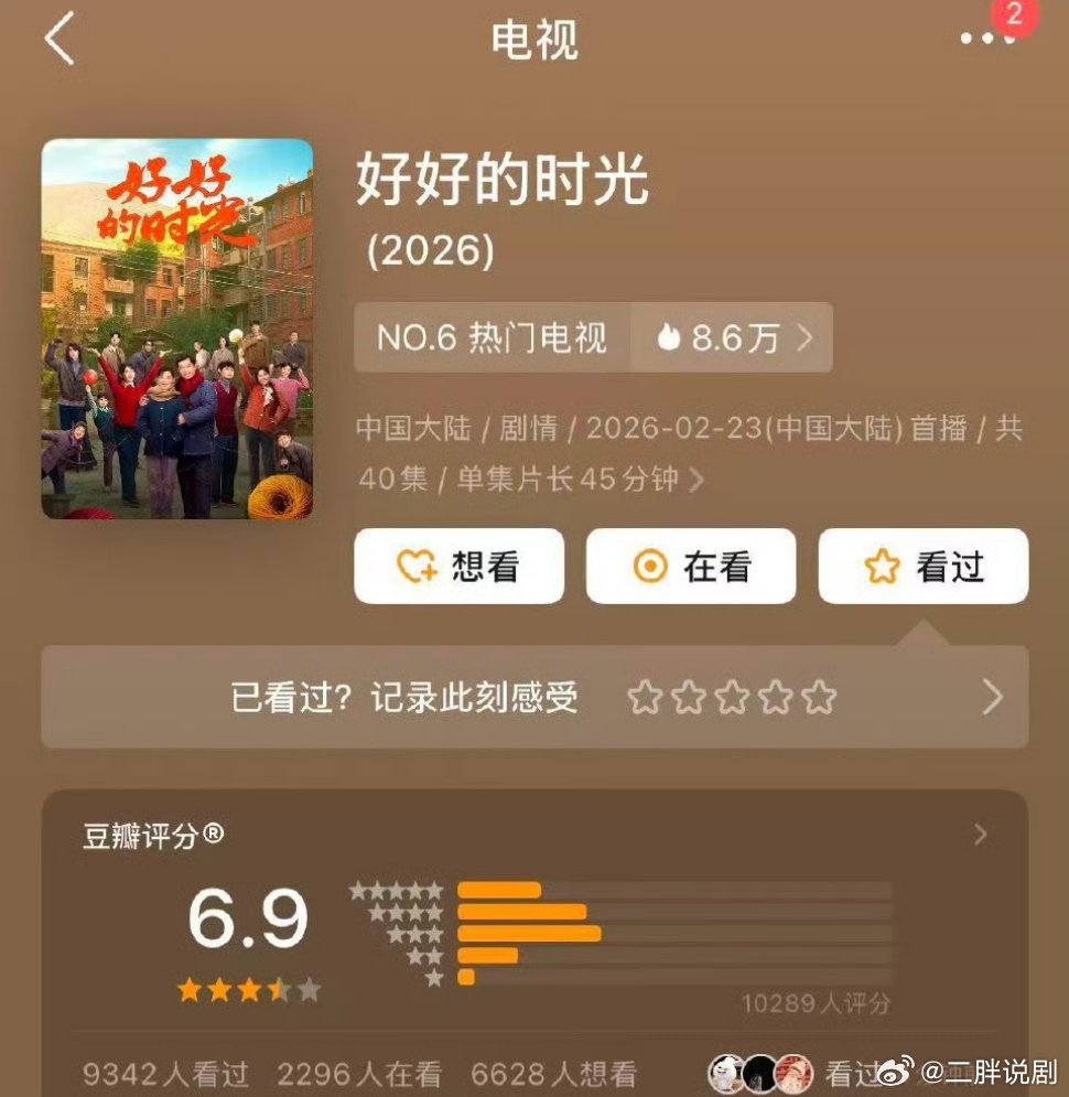 【二胖发布】好好的时光开分6.9梅婷、田雨、陈昊宇主演的电视剧《好好的时光》豆瓣