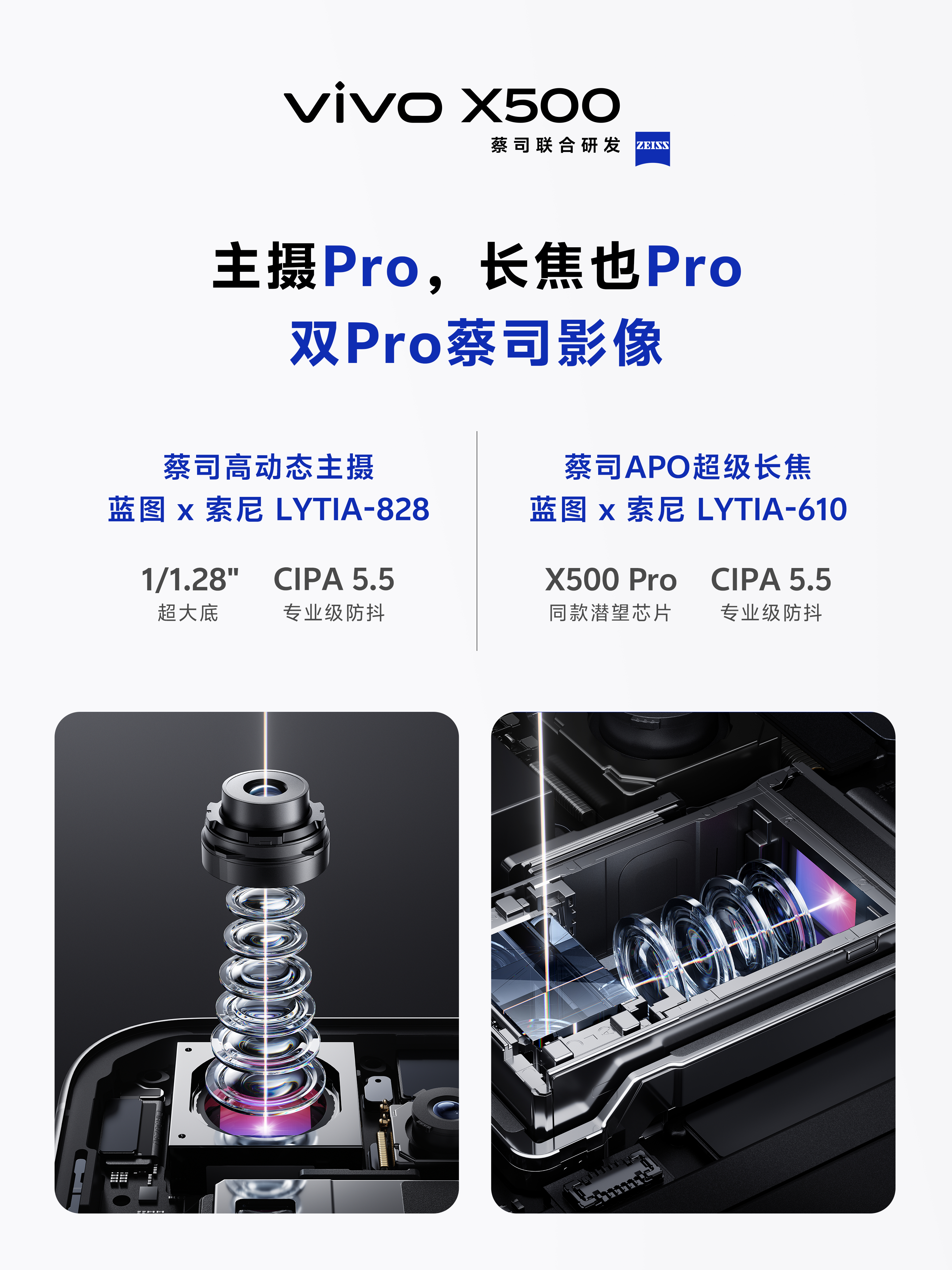 看完灭霸500五大升级，再来看看X500标准版。主摄Pro，长焦也Pro，双Pr