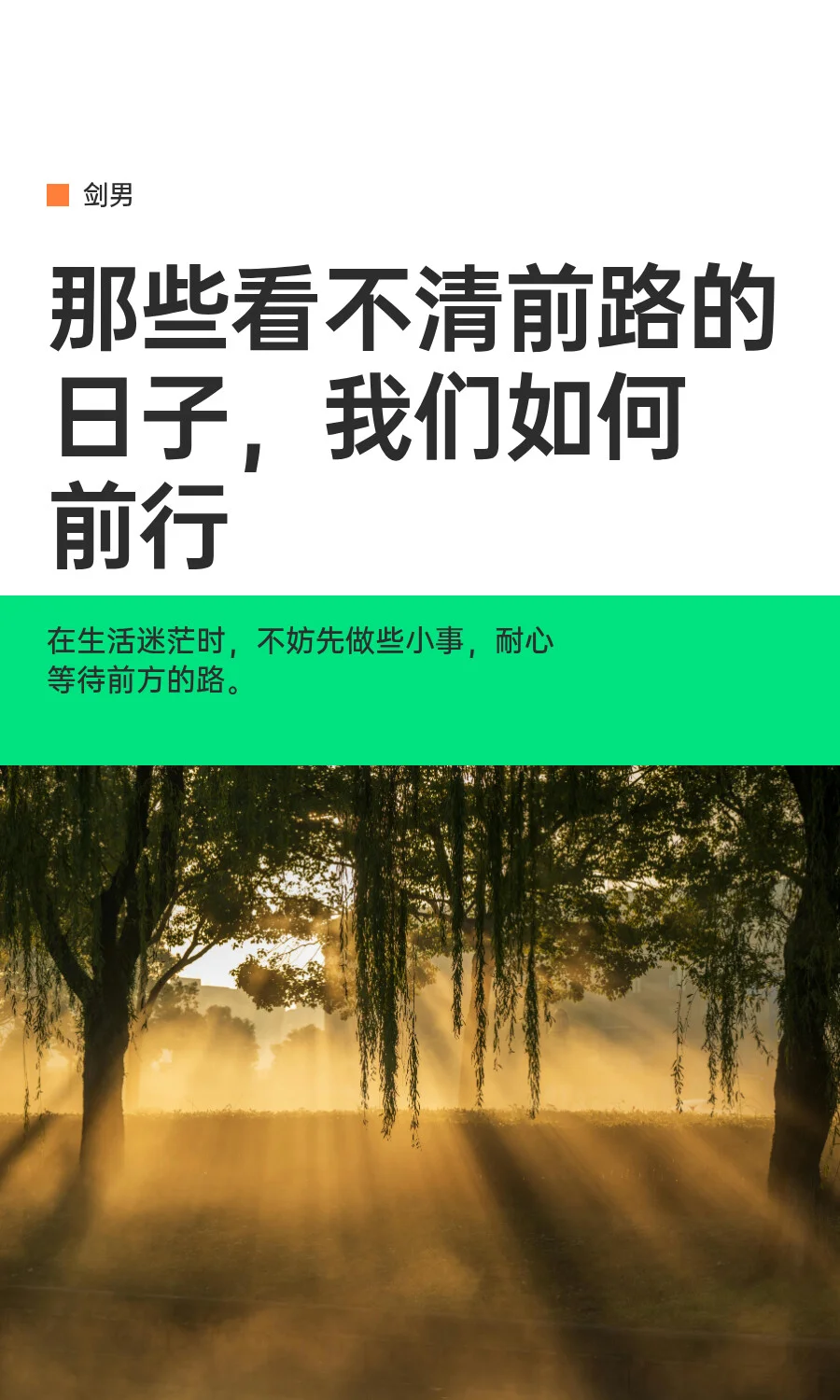 那些看不清前路的日子，我们如何前行