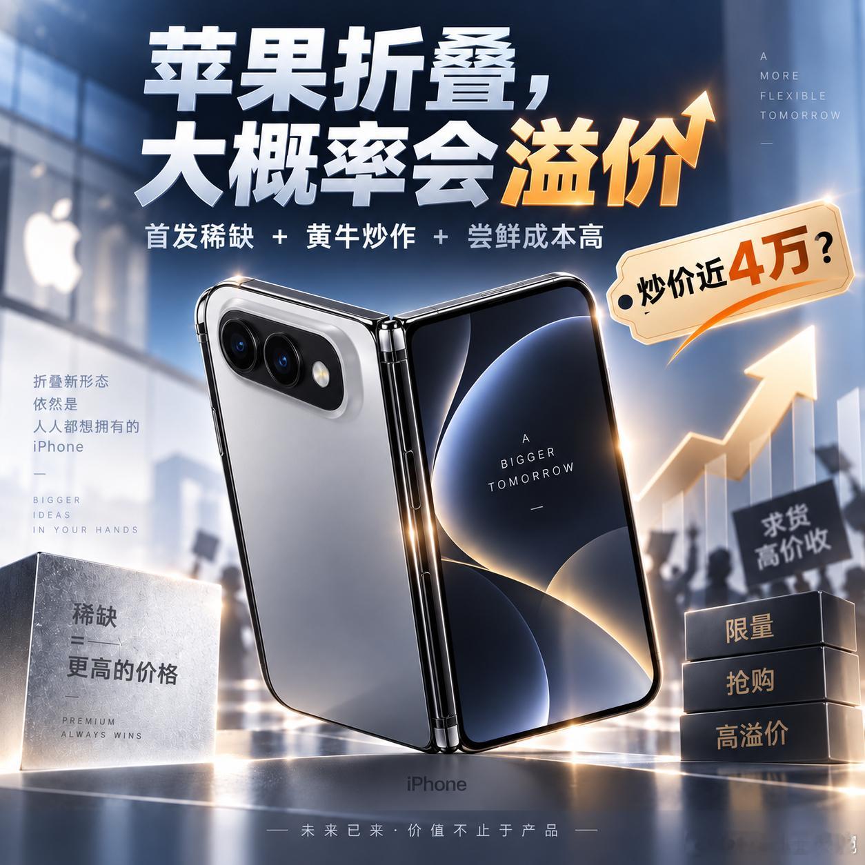 iPhoneDuo黄牛开价近4万苹果折叠，大概率会溢价，而且溢价还不会低。现在黄