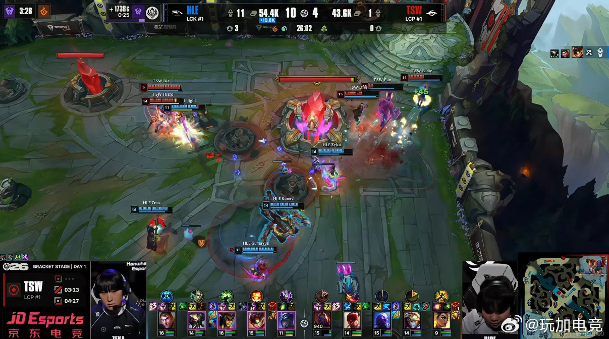 HLE首局速通TSW。2026 MSI Stage 1首日，LCK1 HLE对阵