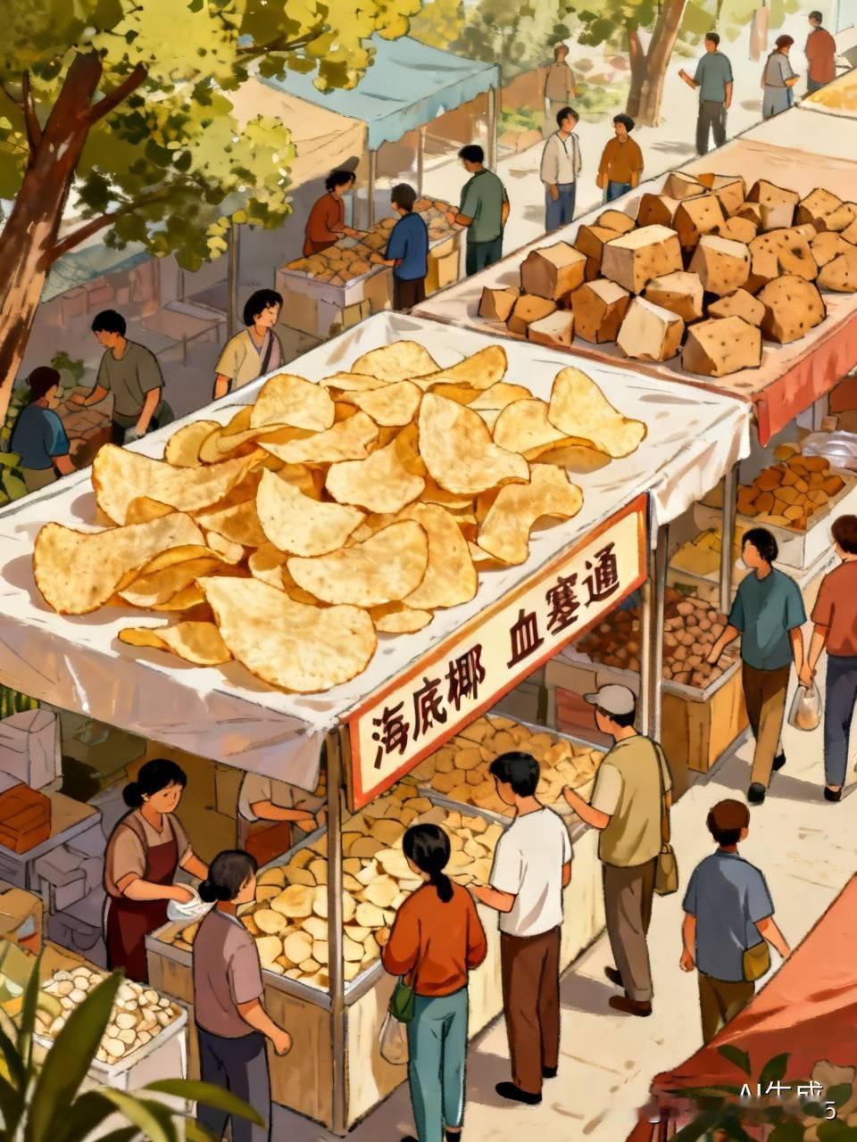 今天去市场闲逛，看见一群人围在一个摊位前，正争着购买“海底椰”。这“海底椰”呈片
