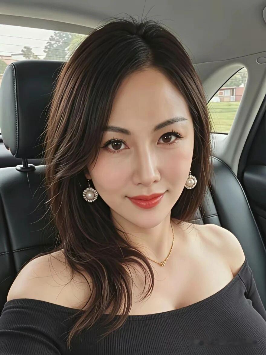 这姑娘在车里笑得真甜。