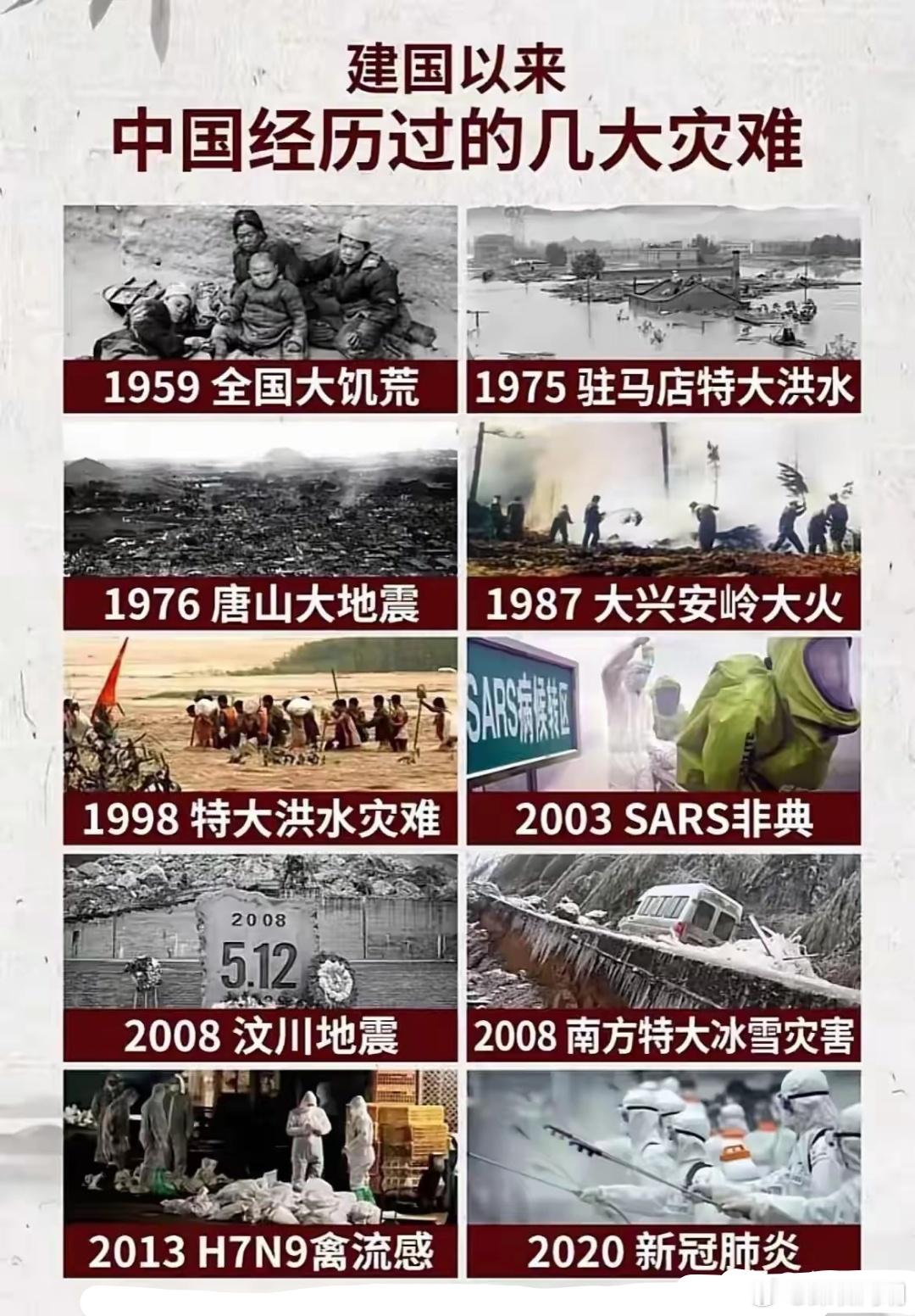 建国以来，中国经历过的大灾难。🙏 