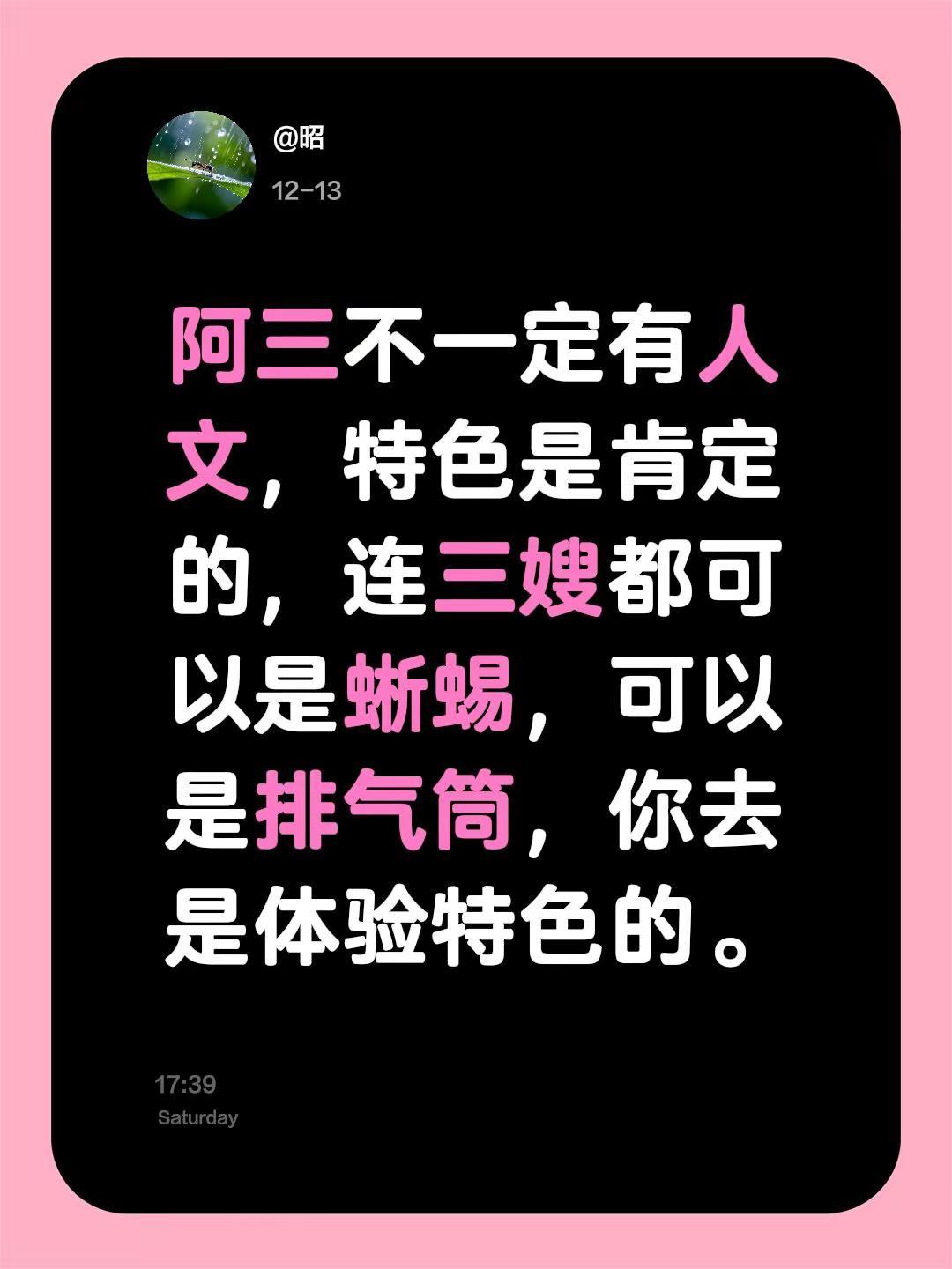 我评论了@小陈街拍 的作品：阿三不一定有人文，特色是肯定的，连三嫂都可以是蜥蜴，