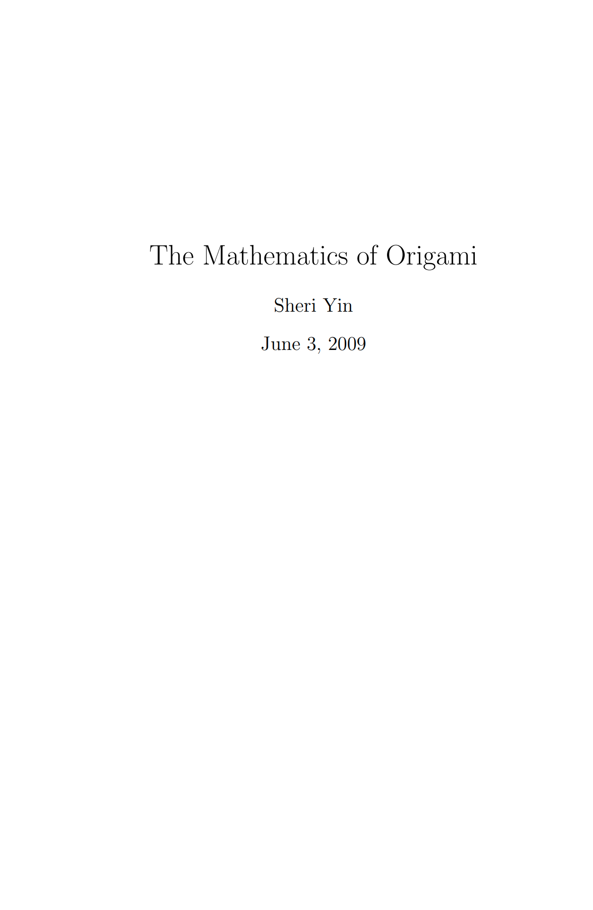 《The Mathematics of Origami》折纸艺术的数学原理sit