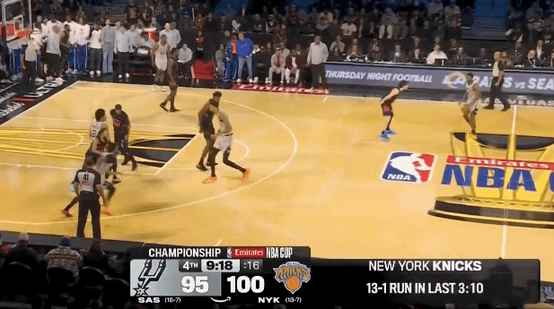 阿奴诺比投进第4记三分拿25分，尼克斯一波13-1反超马刺5分