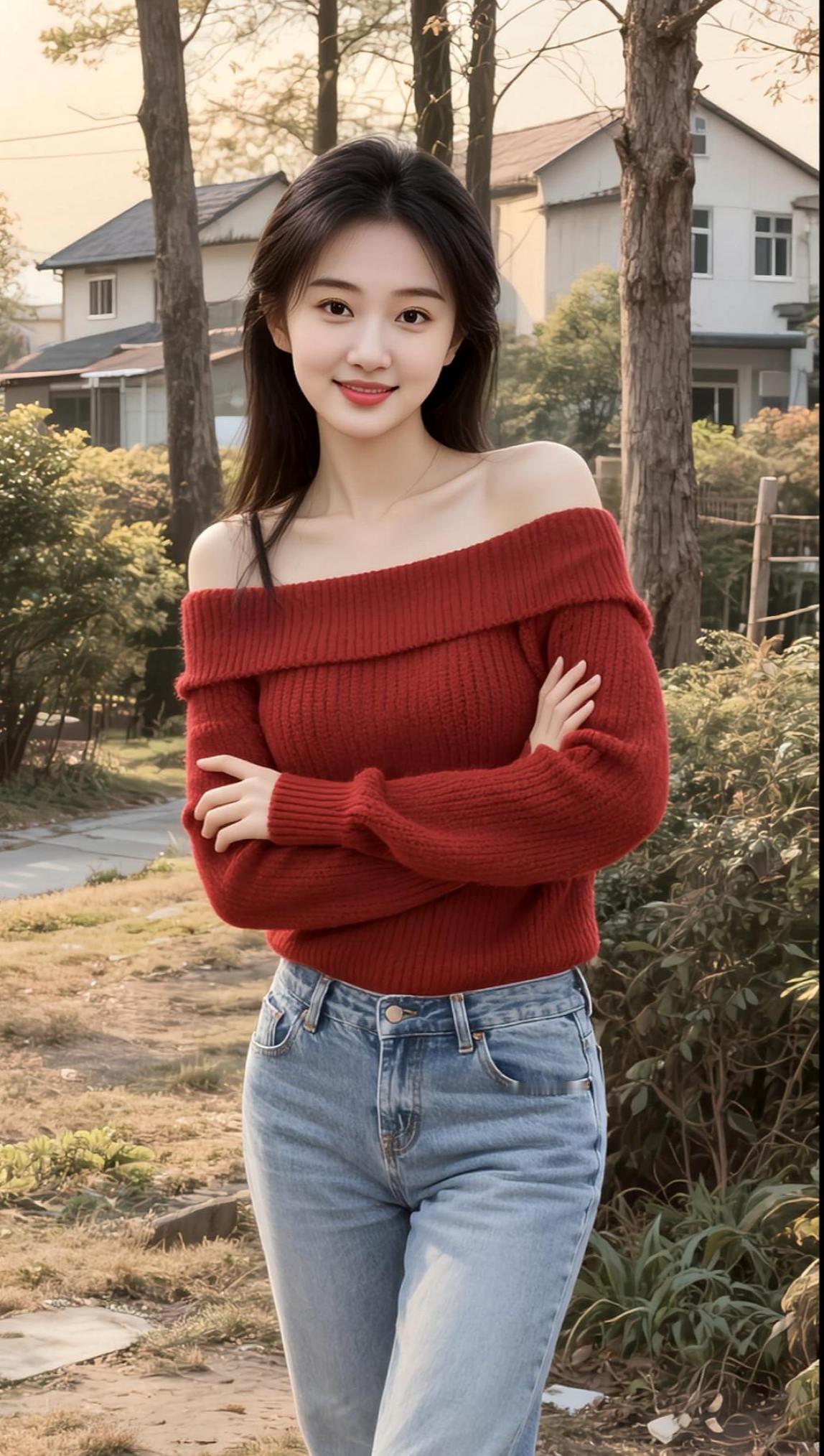 AI露肩生活照 抖音ai创作 优雅气质