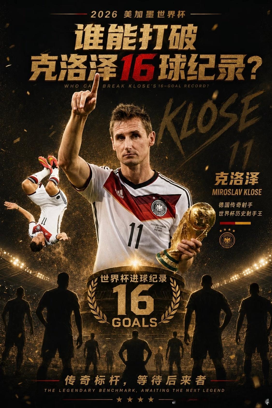 2002年和2006年各打进5球，2010年打进4球，2014年打进2球，米洛的