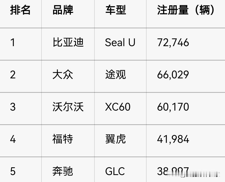 2025欧洲插混销冠居然是比亚迪！Seal U以72746辆登顶，大众途观屈居第