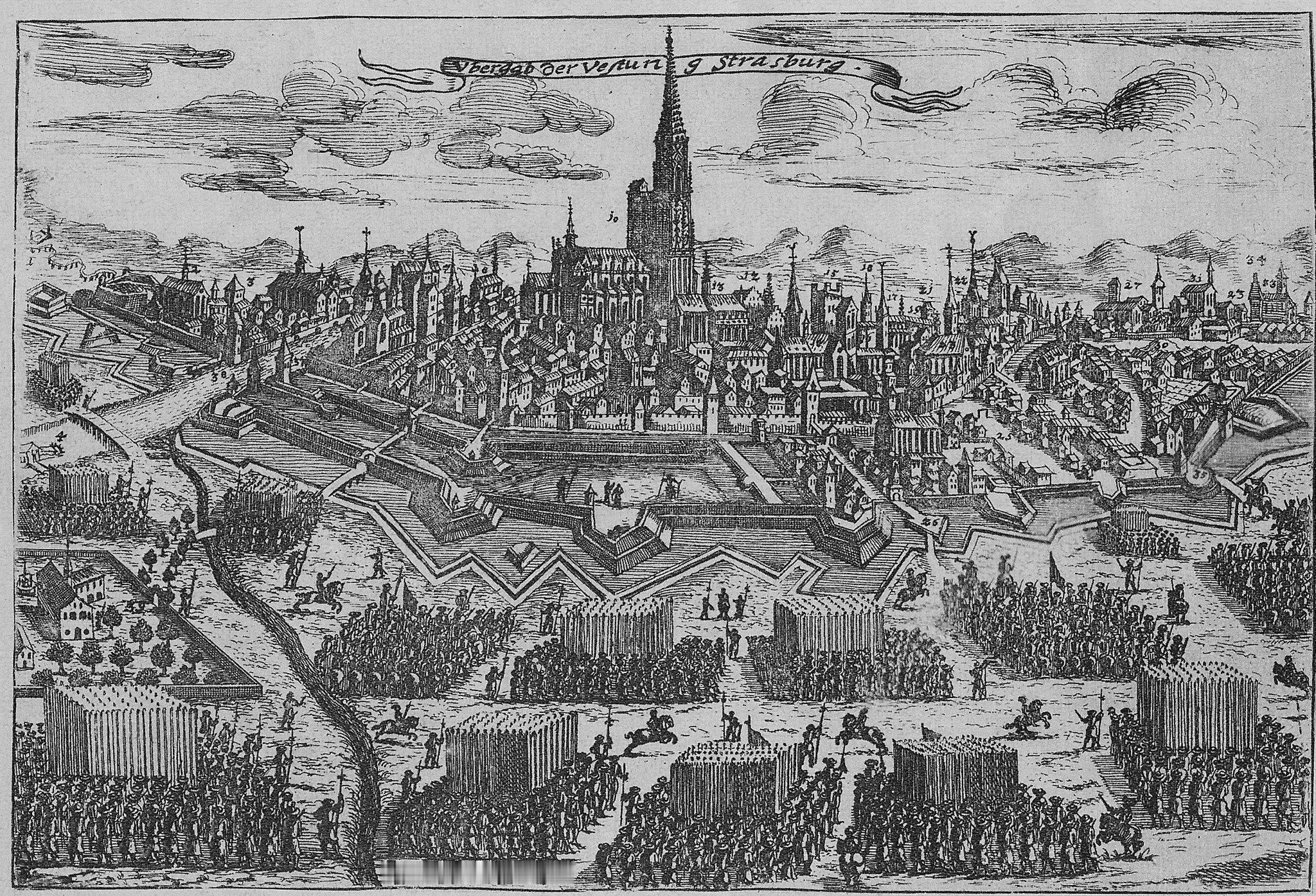 1681年9月30日神圣罗马帝国自由城市斯特拉斯堡投降路易十四（路易十四希望以莱