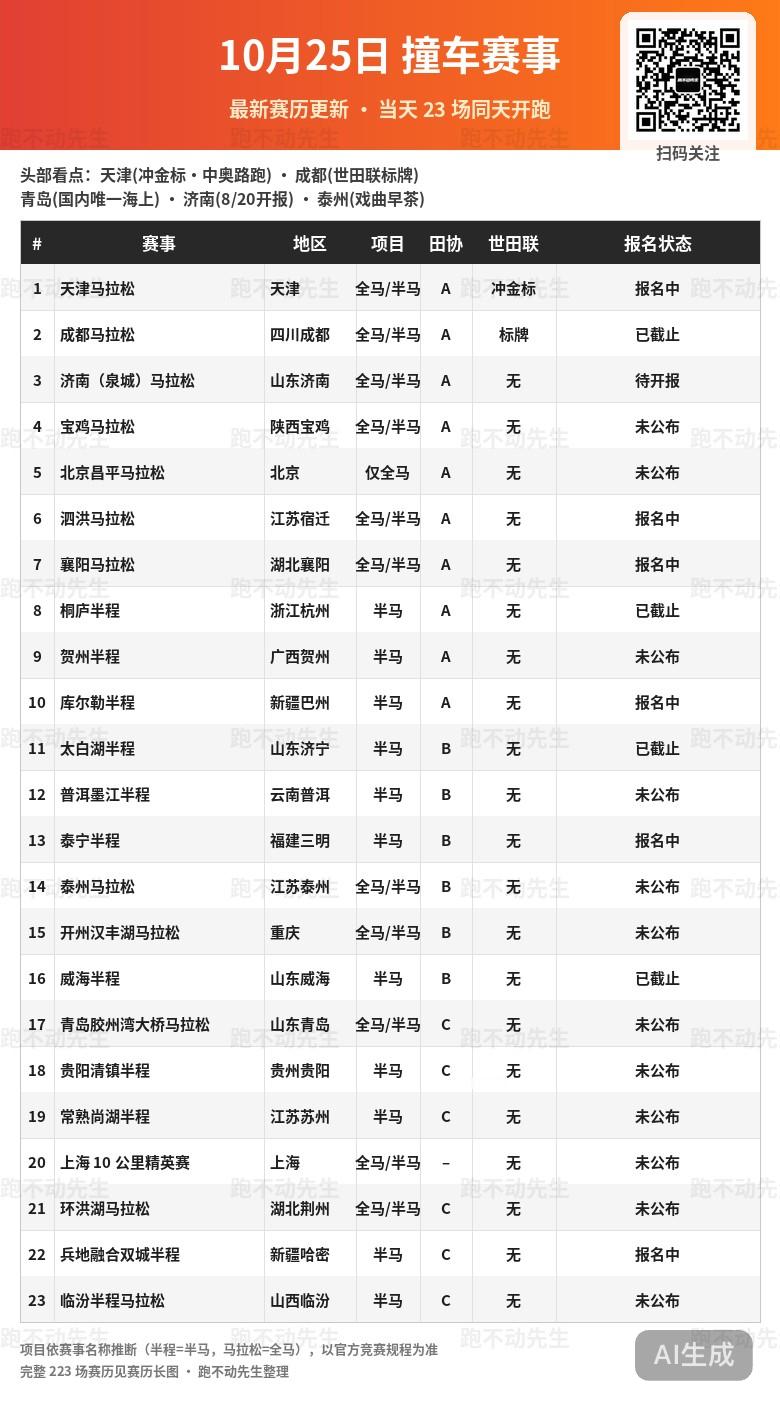 10月25日撞车的马拉松赛事可真多！跑步马拉松 你选哪一场？ 