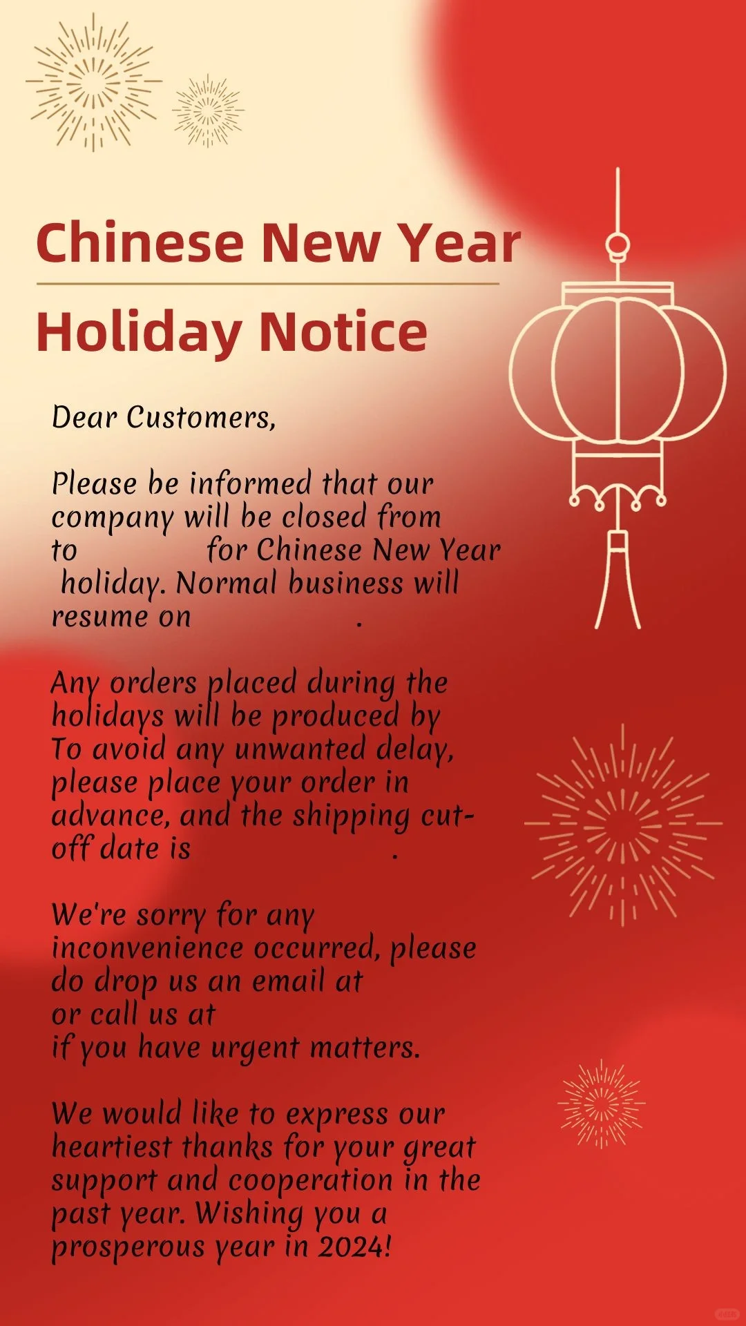 Holiday Notice！外贸人春节放假模板都给你