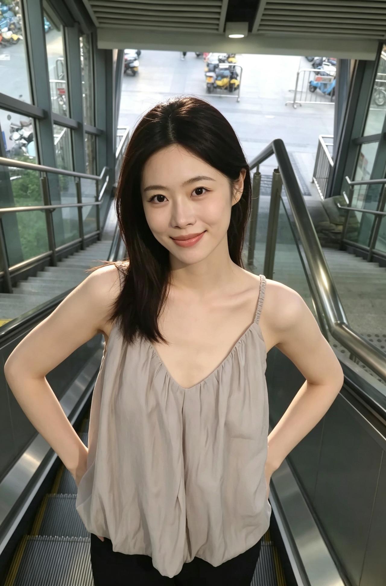 素衣添雅致，浅笑自生温。
眉目天然好，清风不及纯。