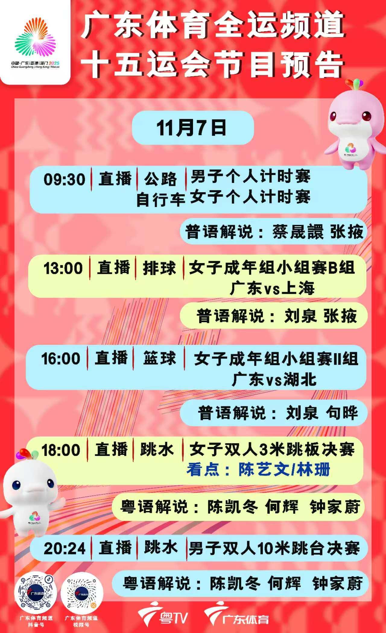 第十五届全运会将于11月9日开幕，在开幕式之前已有部分项目开赛。下面是今天的项目