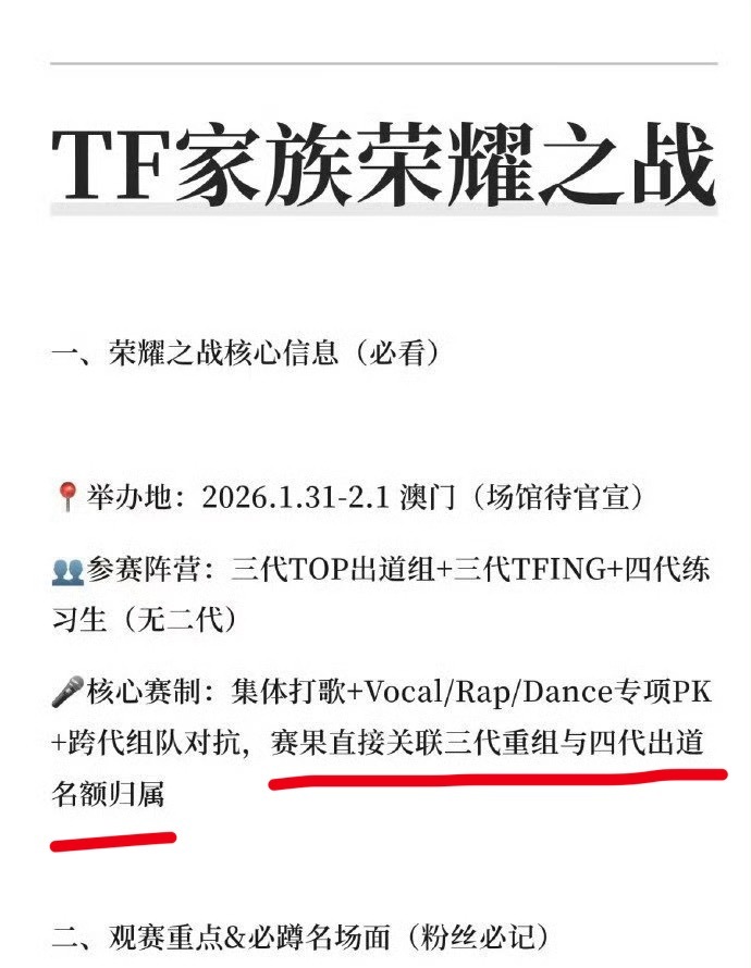 TF荣耀之战来了，三代和四代一起参加。排名会关系到三代重组和四代出道的名额归属。