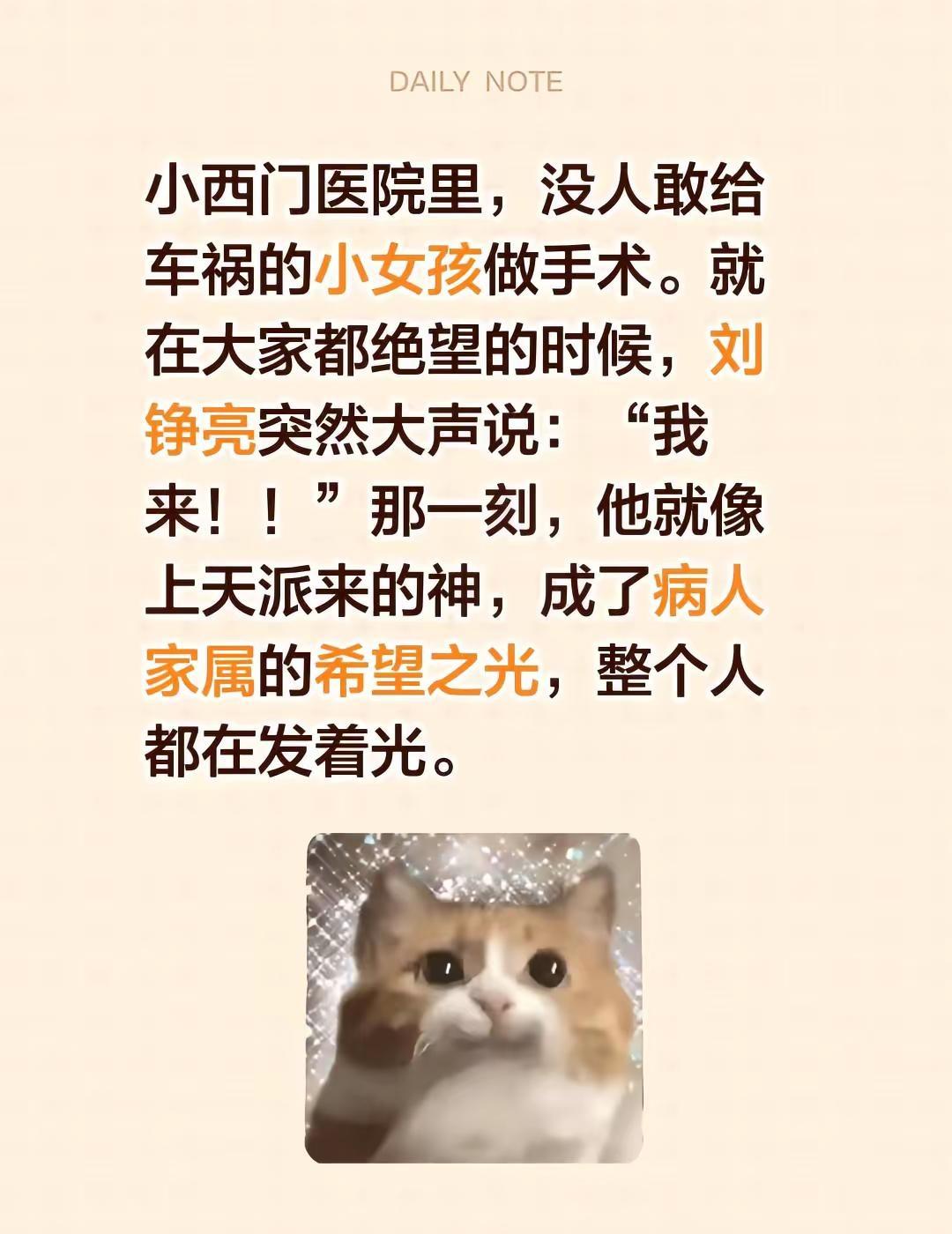 小西门医院里，没人敢给车祸的小女孩做手术。就在大家都绝望的时候，刘铮亮突然大声说