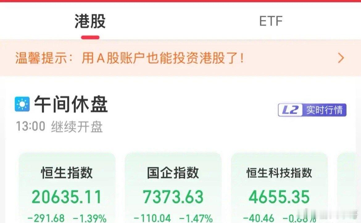 开户还是销户！港股探底回升，恒生科技跌幅收窄至1%之内港股早盘高开，恒生科技指数