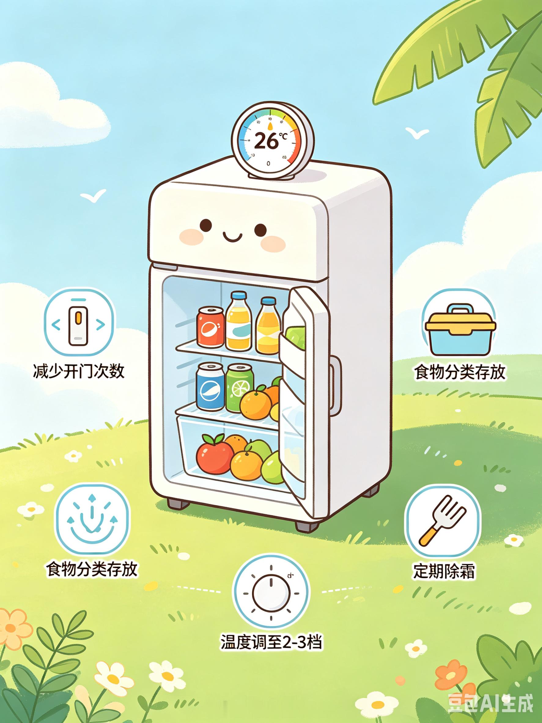 夏天怎么用冰箱更省电 🔥夏天冰箱省电小窍门 温控：冷藏4℃｜冷冻-18℃，不开