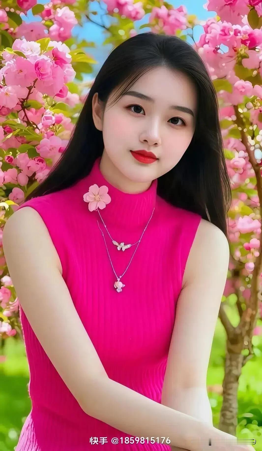 樱花树下，那抹粉嫩格外动人。张含韵37岁生日时在樱花树下，少女感满溢。距她唱《酸