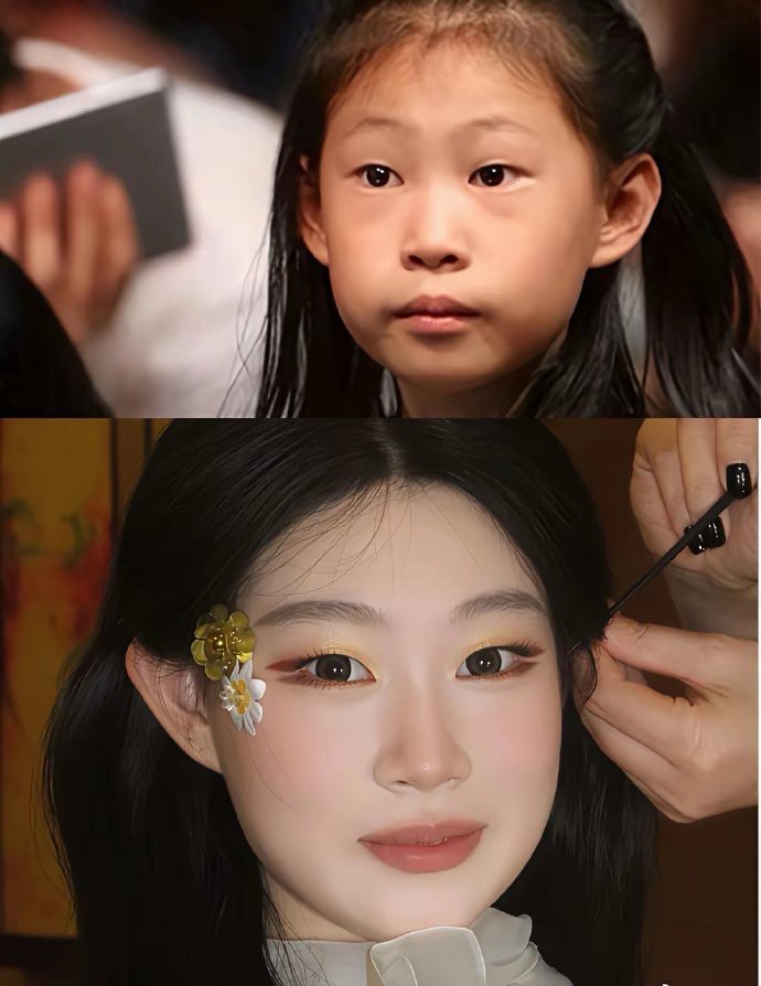 沈佳润其实这么看好像根本没什么变化，就是长开+化妆。 