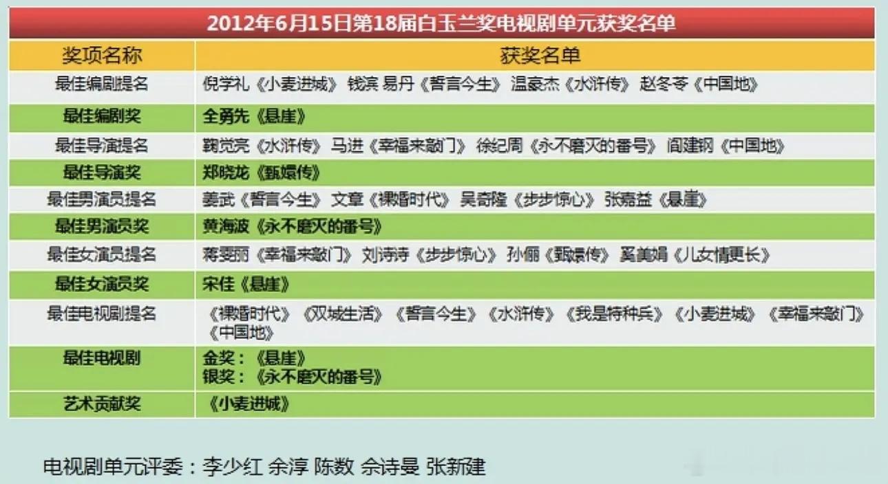 宋佳归根到底还是因为12年白玉兰吧悬崖的挂件女主💦走了孙俪的奖 从此她拿奖就没