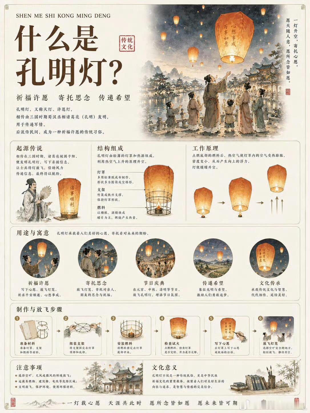 原来古人口中的孔明灯是这么放的 一盏孔明灯藏着千年浪漫！源于三国，最初用来传递军