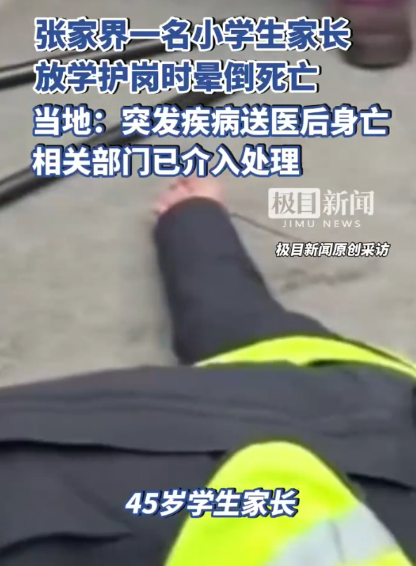张家界一45岁家长站护学岗时死亡 我也在一些小学门口见过不理解这些什么护学岗有什