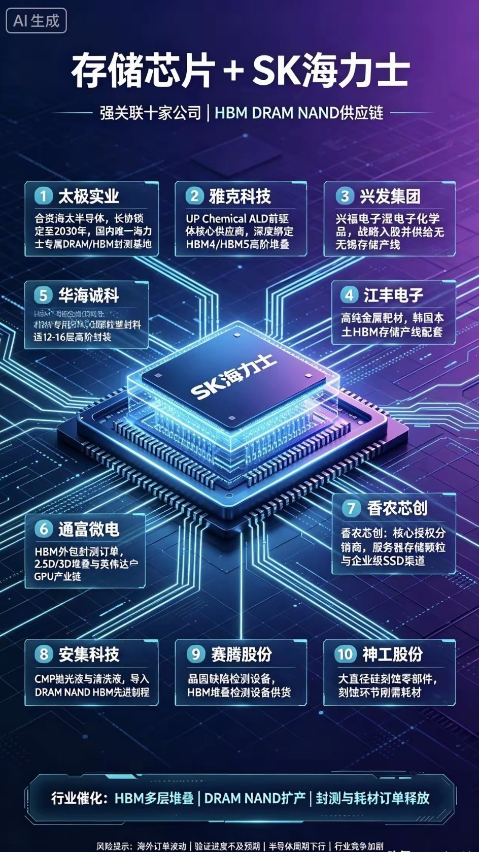 存储芯片｜SK海力士深度绑定10家A股公司SK海力士持续加码HBM、DRAM、N